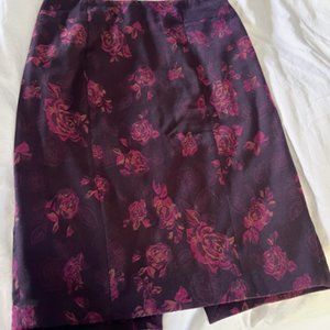 White House Black Market | Floral Mauve Pencil Midi Skirt | Size 2